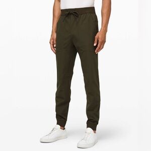 Men's Olive Green Jogger Pants - Drawstring Waist